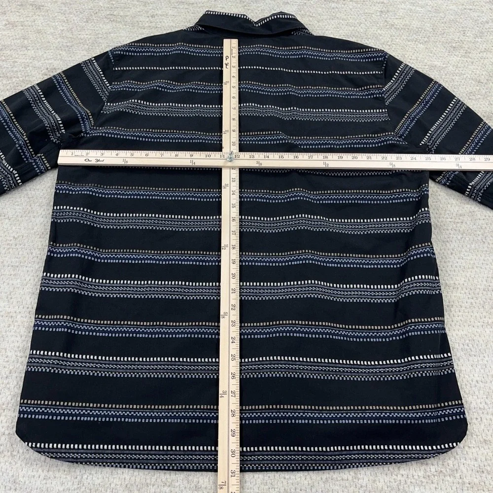 North Face Shirt Men XL‎ Black Striped Button Up Southwestern Hiking Camp Cotton